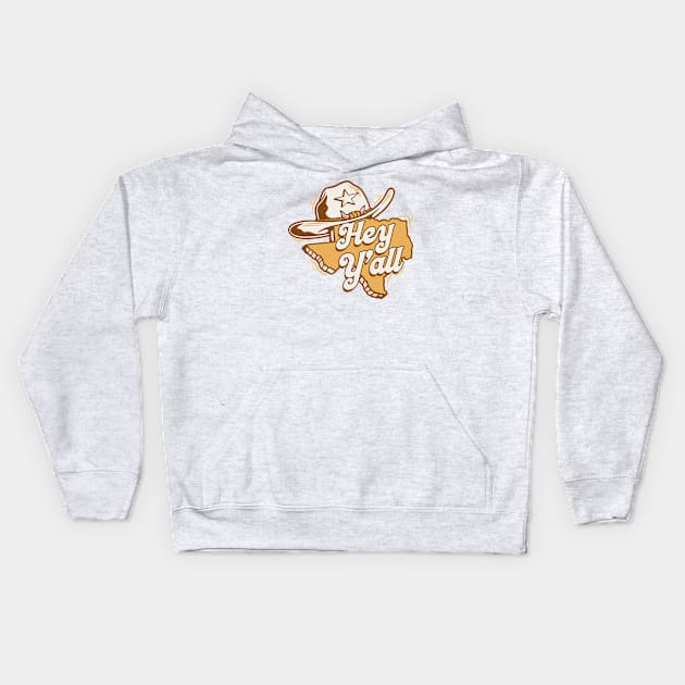 Retro Hey Y'all Texas // Vintage Texas Cartoon Kids Hoodie by SLAG_Creative